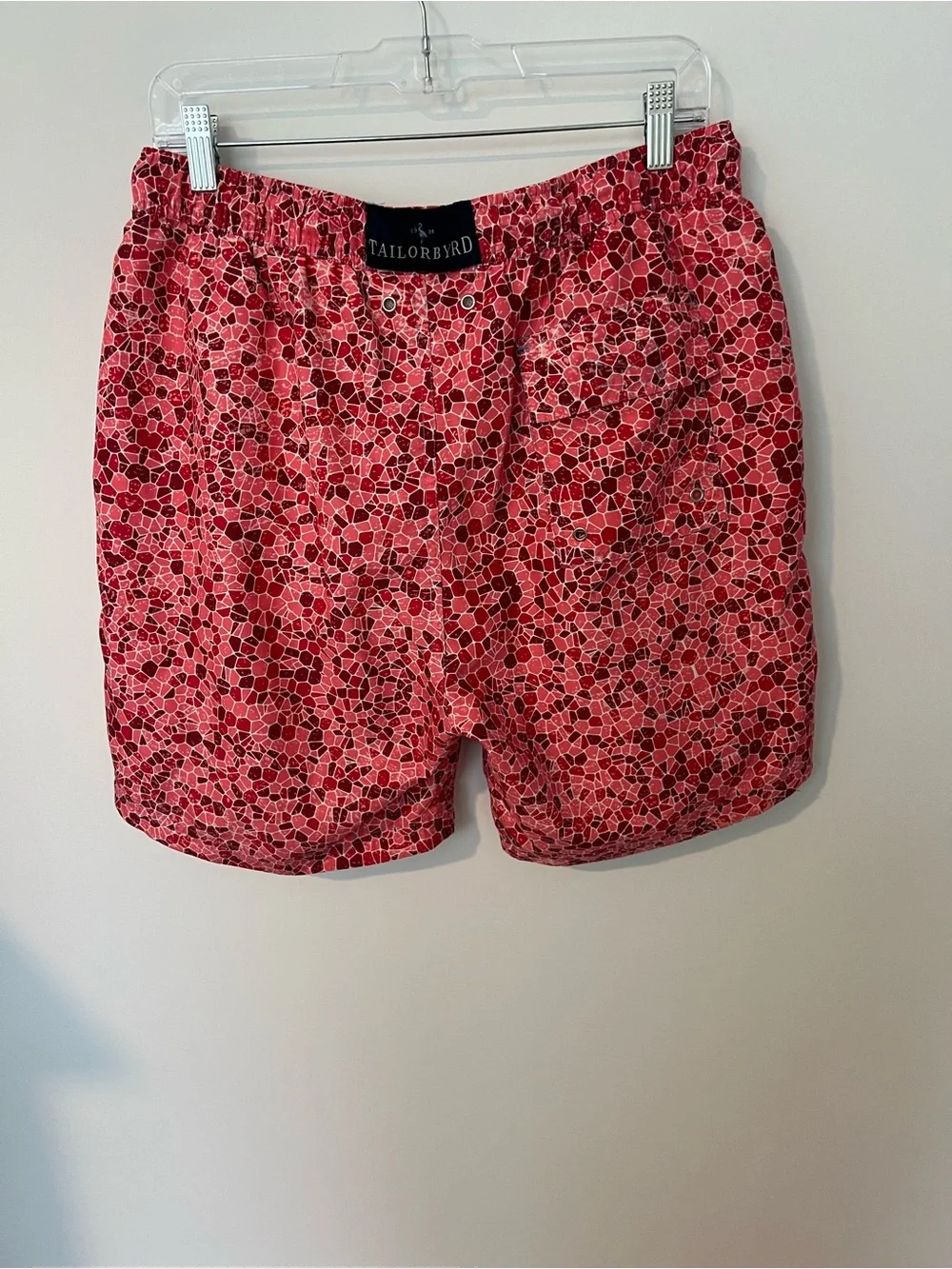 TailorByrd Men's Swim Trunks Red Pink Print Size Large